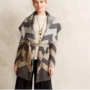 Anthropologie Field Flower Black and Gray Cape Jacket